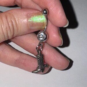 Boot With Spur Dangle Belly Ring